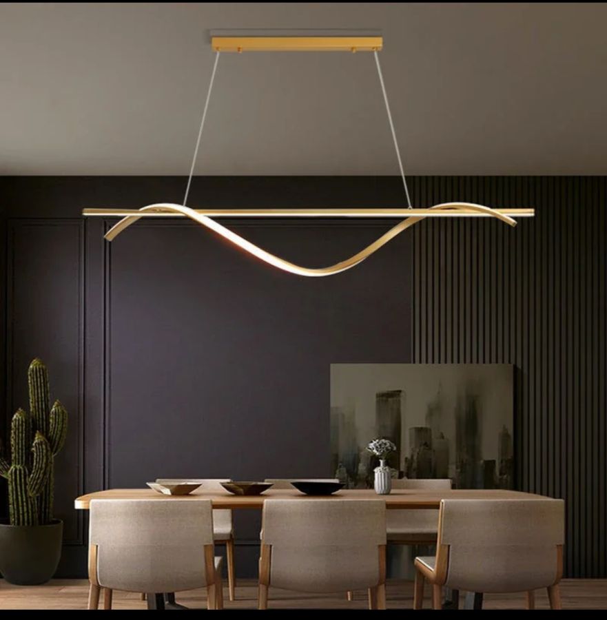 Φωτιστικό Κρεμαστό Αλουμίνιο Χρυσαφί 100x20cm Led 23w 3CCT 3000-4000-6500Κ SE LED 100 ONDAS PENDANT GOLD HOMELIGHTING 77-50451