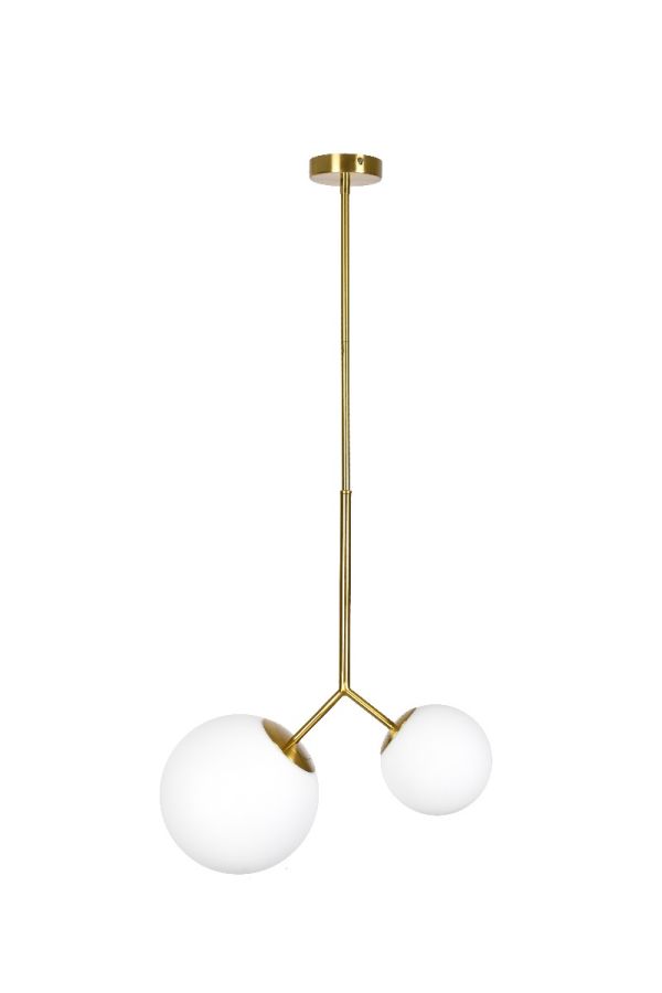 SE 110-15-23 PRATO PENDANT BRASS GOLD WITH 2 OPAL GLASSES Φ15,23 Γ4 HOMELIGHTING 77-4490