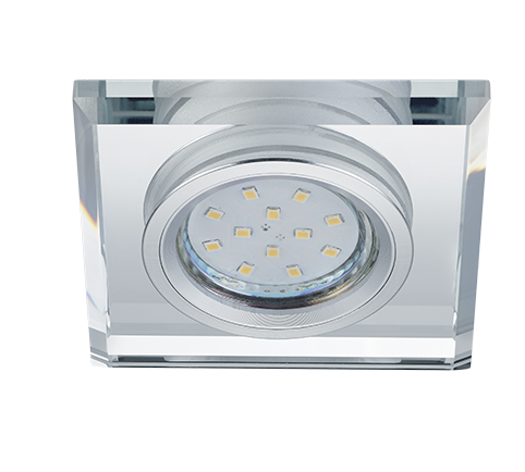 Σποτ Χωνευτό Τετράγωνο 9xH7cm Χρωμέ-Γυαλί 1xGU10 Trio Lighting Pirin 652200152