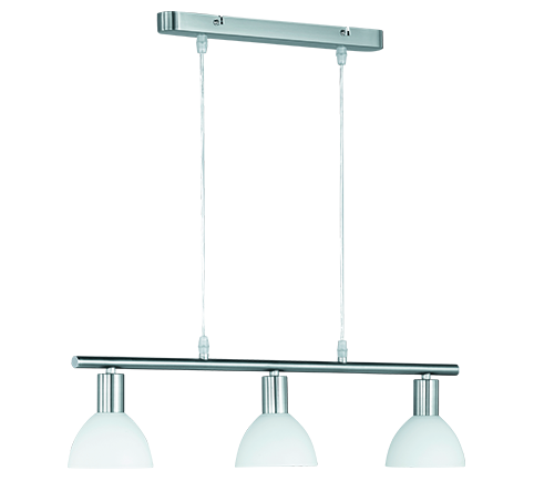 Φωτιστικό Κρεμαστό 61xH120cm Τρίφωτο Ράγα 3xE14 Nickel Mat-Opal White Trio Lighting Dallas R335110307