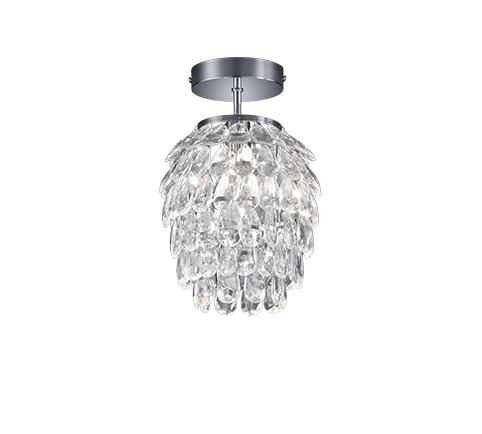 Φωτιστικό Οροφής Χρωμέ 20xH27cm Μονόφωτο 1xE14 Glittering Acrylic Stones Trio Lighting Petty R60451006