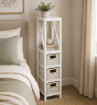 Έπιπλο MDF με 1 Ράφι και 3 Συρτάρια Λευκό 17x24x82cm MRShome  DS-1232000