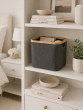 Καλάθι Αποθήκευσης Polyester με Bamboo 30.5x30.5x30cm Deep Grey MRShome  DF-0071000