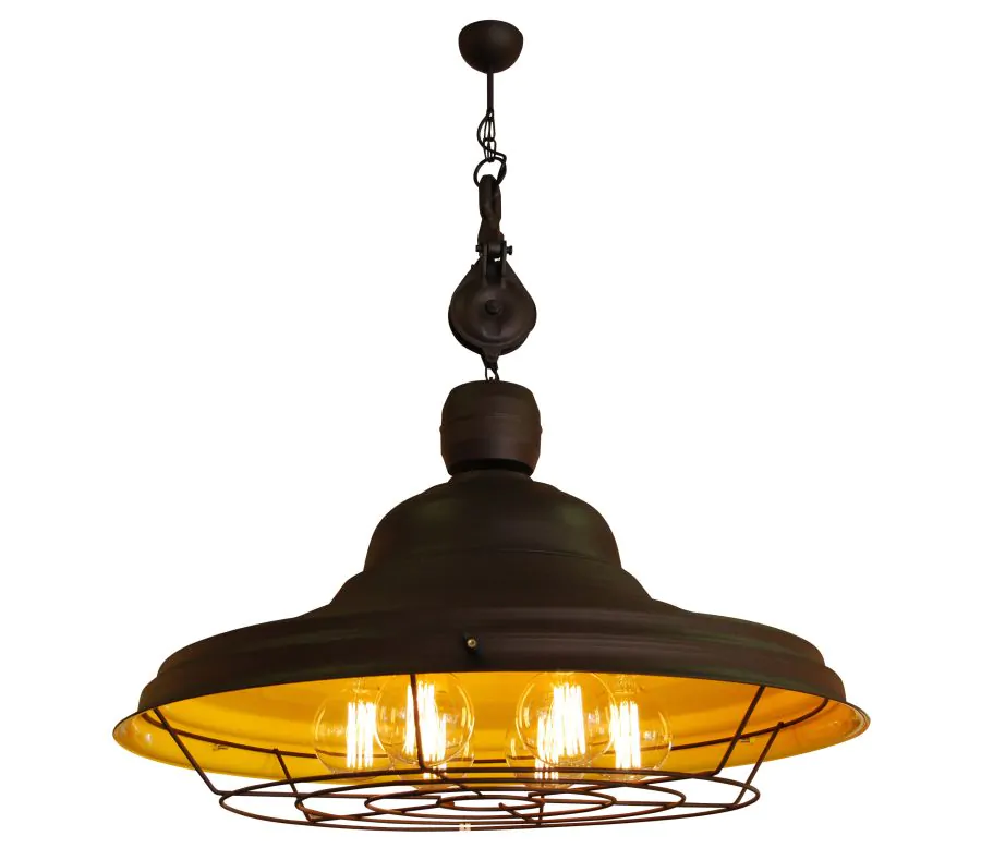 HL-300W-6P DRONE BROWN RUSTY & YELLOW PENDANT HOMELIGHTING 77-3215