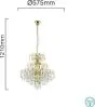 Φωτιστικό Κρεμαστό Ø57,5xΗ121cm Πεντάφωτο 5xΕ14 Ορείχαλκος -Διάφανα Κρύσταλλα Eglo Fenoullet 1 39605