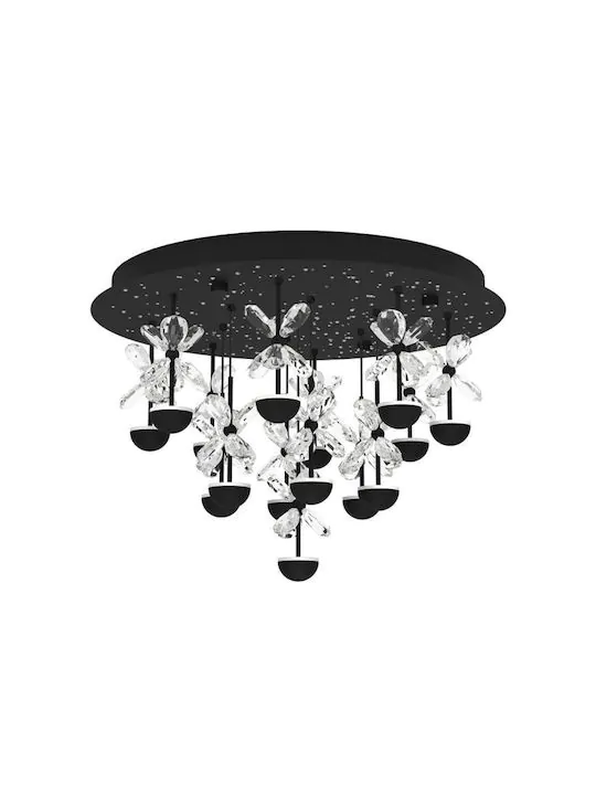 Φωτιστικό Οροφής 50xH36,5cm Μαύρο με Κρύσταλλα LED 15x1,8w 3000K Eglo Pianopoli 2 390275