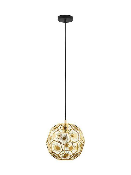 Κρεμαστό Φωτιστικό Μονόφωτο 30xH150cm 1xE27 σε Χρυσό Χρώμα Eglo Skoura 39754