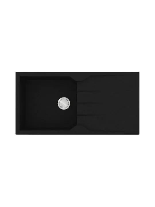 Νεροχύτης Κουζίνας 86x50cm Ένθετος Ερμάριο 55cm Γρανίτης Sanitec Ultra Granite 814-33-Nero 