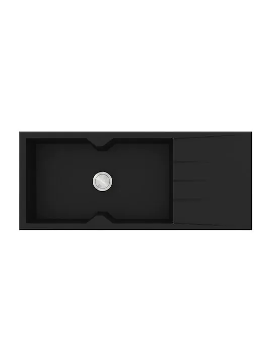 Νεροχύτης Κουζίνας 116x50cm Ένθετος Ερμάριο 80cm Γρανίτης Sanitec Ultra Granite 817-33-Nero