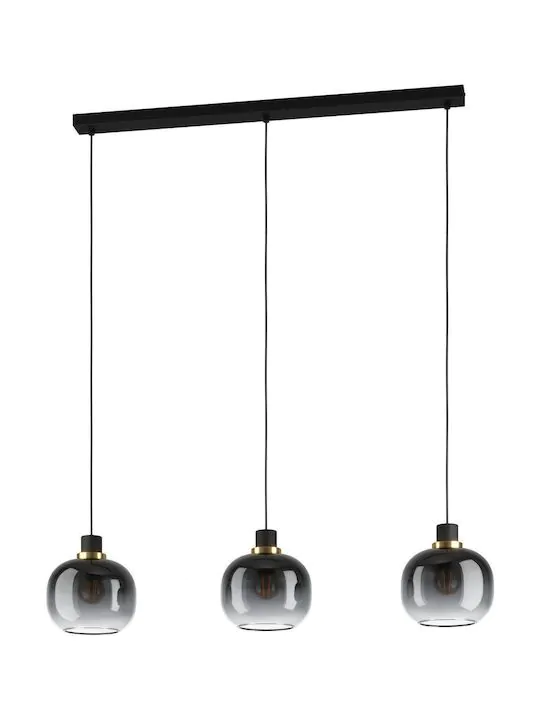 Κρεμαστό Φωτιστικό Μαύρο Τρίφωτη Ράγα 95xH110cm 3xE27 Eglo Oilella 99617