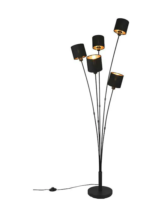 Φωτιστικό Επιδαπέδιο Ø48x45,5xH163cm 5xE14 Πεντάφωτο Μαύρο-Χρυσό Trio Tommy R46335979