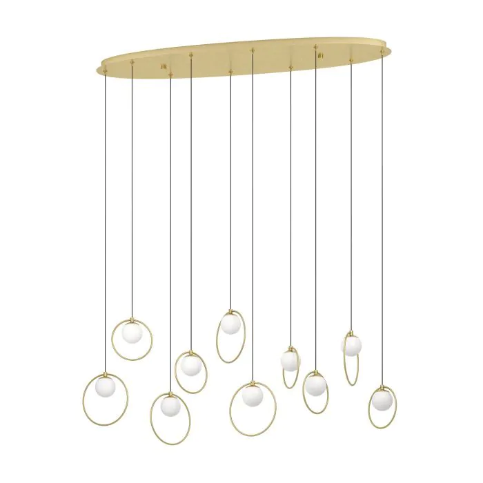 Κρεμαστό Φωτιστικό L116cm LED 3000K 3500lm Χρυσαφί-Οπάλ Γυαλί Eglo Portocolom 390347