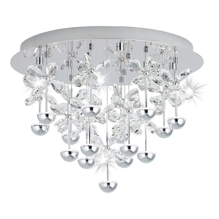 Φωτιστικό Οροφής Ø50cm Led 15x1,8w 3000K 3600lm Κρύσταλλα Διάφανα Eglo Pianopoli 39245