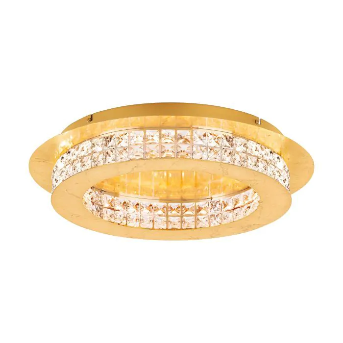 Φωτιστικό Πλαφόν Οροφής Ø50xH10,55cm 10x3,14 watt 3800lm Warm White Dimmable Χρυσαφί-Διάφανα Κρύσταλλα Eglo Principe 39405