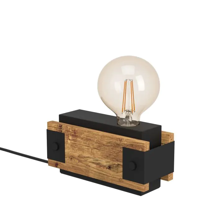 Φωτιστικό Επιτραπέζιο L200xH100mm 1xE27 Μέταλλο Μαύρο-Ξύλο Eglo Layham 43469