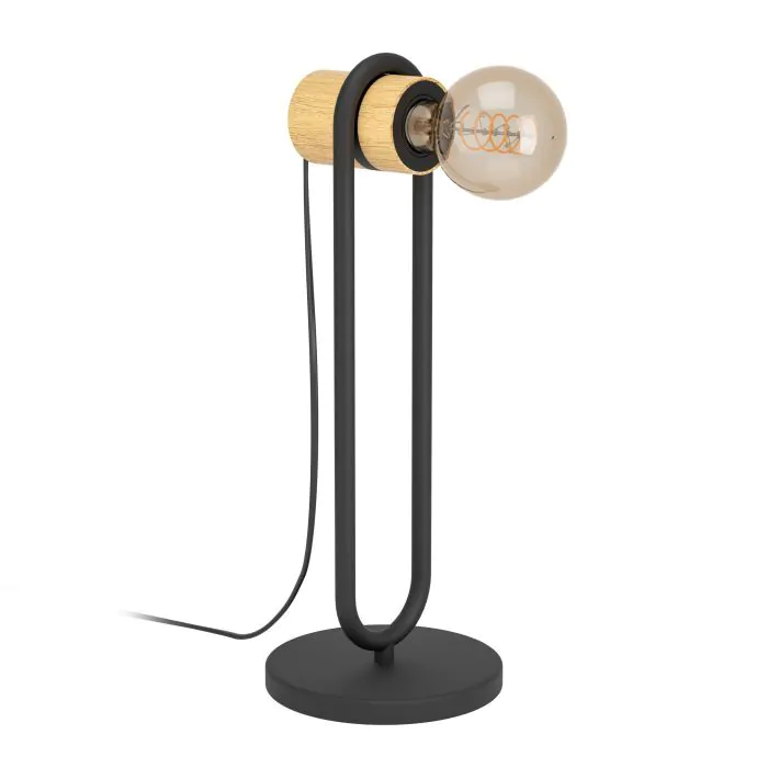 Φωτιστικό Επιτραπέζιο L85xØ155xH410mm 1xΕ27 Μέταλλο-Ξύλο Μαύρο Φυσικό Eglo Chieveley 43543
