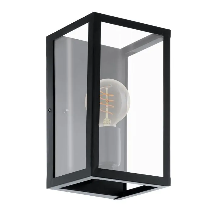 Φωτιστικό Απλίκα Επίτοιχη L160xA150xH280mm 1xE27 Μαύρο Μέταλλο-Γυαλί Eglo Charterhouse 49394