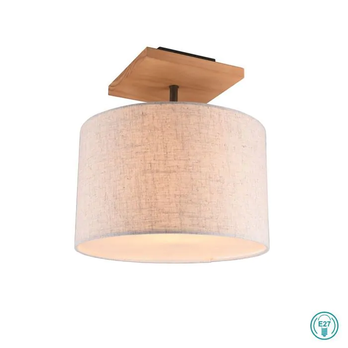 Φωτιστικό Οροφής Μονόφωτο 1xE27 Ø35xH36,5cm Ξύλο-Αμπαζούρ Υφασμάτινο Trio Lighting Elmau 602100130