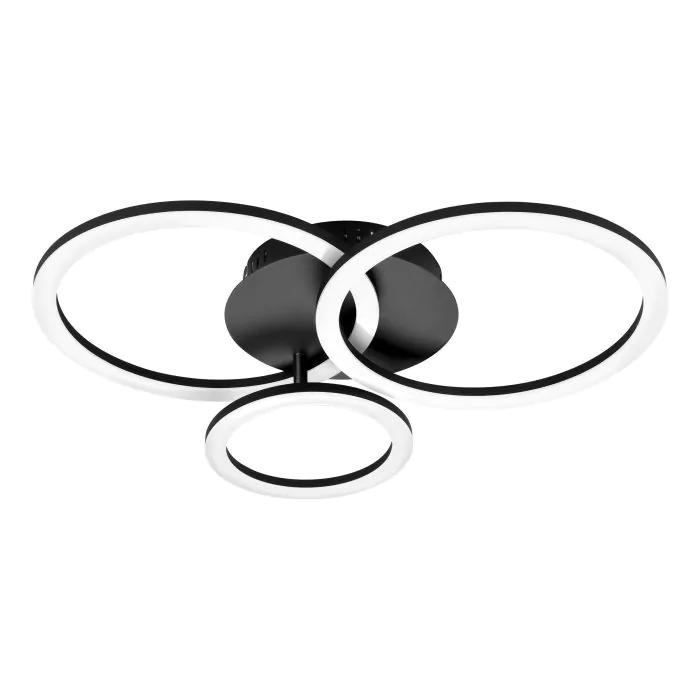 Μεταλλική Πλαφονιέρα Οροφής Μαύρη L54xH9,3cm Led 3000-6500K 4300lm Εφαρμογή-Τηλεχειριστήριο  Eglo Parrapos-Z  900321