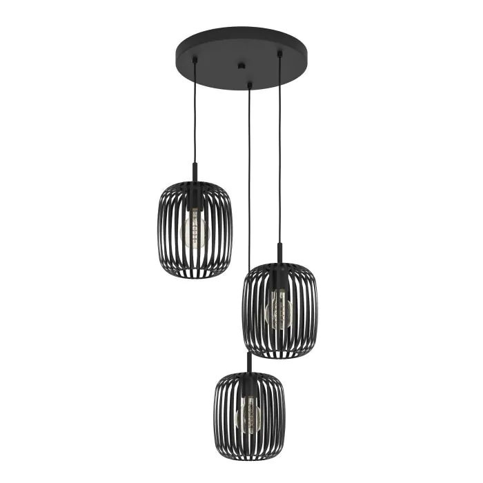 Κρεμαστό Φωτιστικό Τρίφωτο 3xE27 Ø46cm Μαύρο Eglo Romazzina 900686