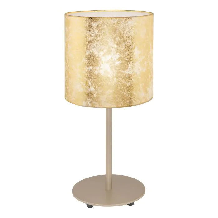 Λαμπατέρ Επιτραπέζιο  Ύψος 40 εκ.  Χρυσό -Σαμπανί Υφασμάτινο Αμπαζούρ Eglo Viserbella 97646