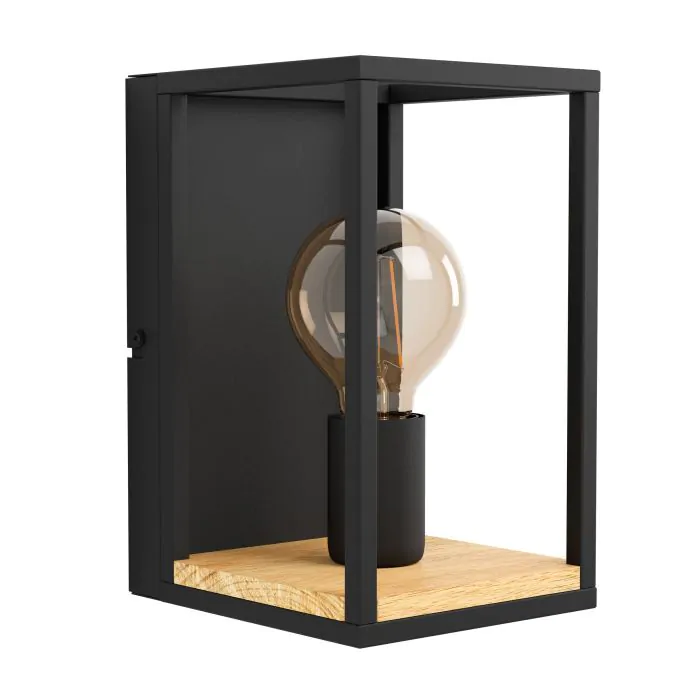 Φωτιστικό Απλίκα Επιτοίχια Α165xL140xH240mm 1xΕ27 Μαύρο-Ξύλο Eglo Libertad 99796