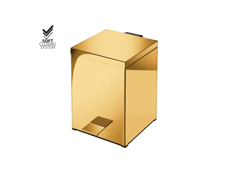 Χαρτοδοχείο 5lt 18x25*Y26,5 cm Gold 24K Soft Closing Sanco Waste Bins 90677-A05