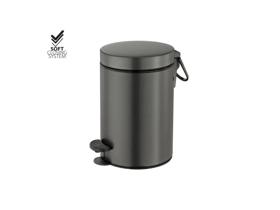 Χαρτοδοχείο 3lt Soft Closιng System Graphite Dark Sanco Waste Bins 90689-122