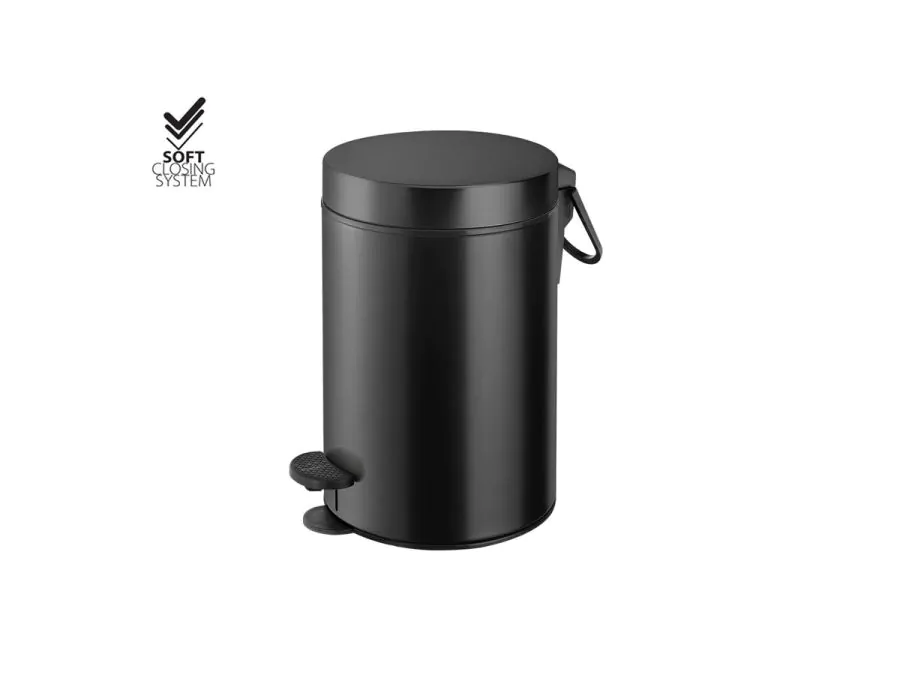 Χαρτοδοχείο 3lt Soft Closιng System Black Mat Sanco Waste Bins 90689-M116  