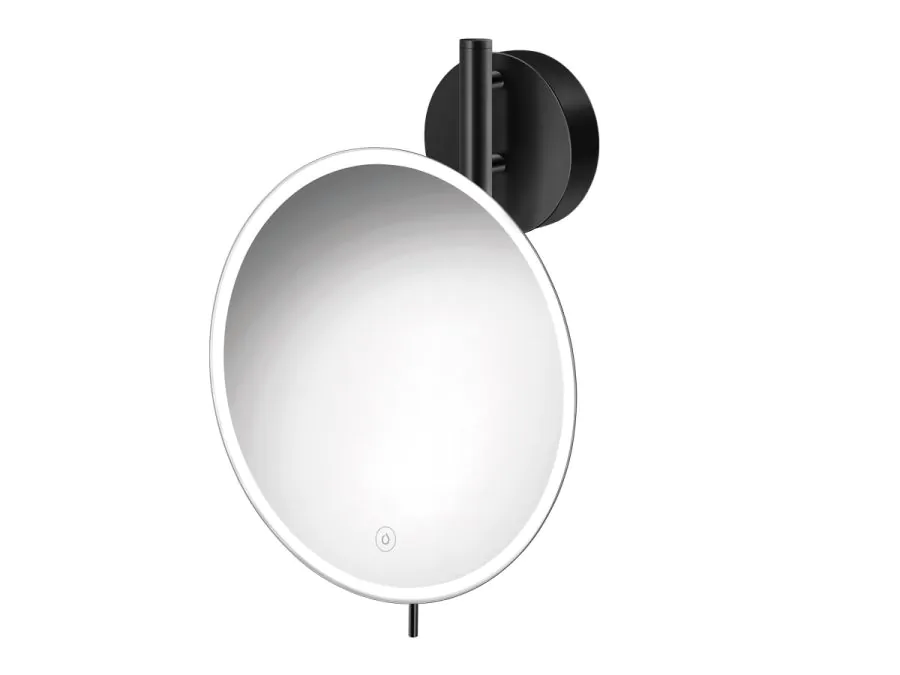 Καθρέπτης Μεγεθυντικός Led 5w IP44 Επιτοίχιος Ø25 εκ. Μεγέθυνση x5 Black Mat Sanco Mirrors MRLED-764-M116