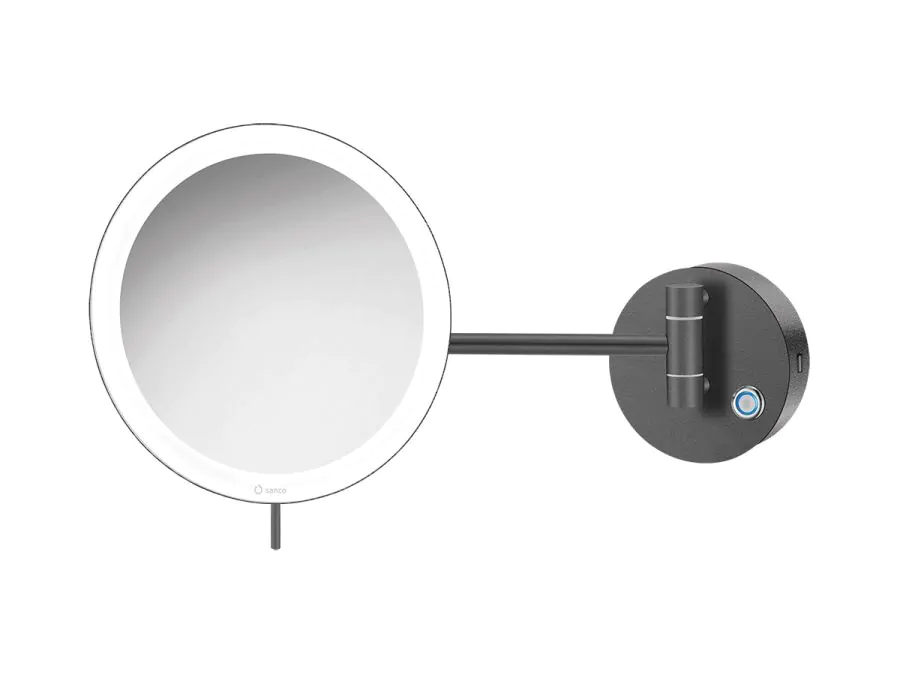 Καθρέπτης Μεγεθυντικός Μπαταρίας Επιτοίχιος Ø20cm IP44 2,5w Led Μεγέθυνση x3 Sanco Graphite Dark MRLED-905-122