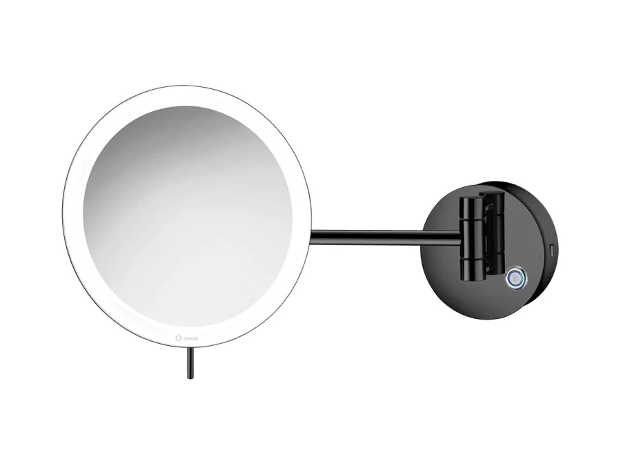 Καθρέπτης Μεγεθυντικός Μπαταρίας Επιτοίχιος Ø20cm IP44 2,5w Led Μεγέθυνση x3 Sanco Gun Metal MRLED-905-A23