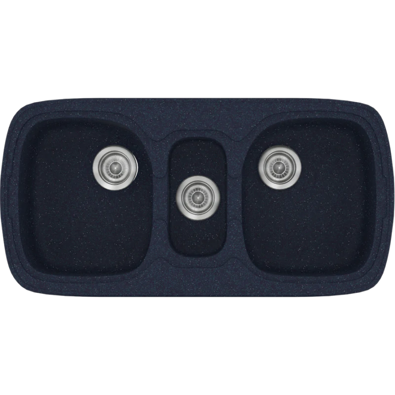 Νεροχύτης Κουζίνας Συνθετικός 97x51cm Ένθετος σε ερμάριο 100cm τρεις γούρνες Sanitec Classic 303-19-Granite-Blue