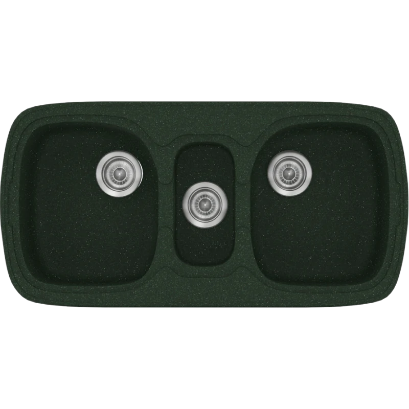 Νεροχύτης Κουζίνας Συνθετικός 97x51cm Ένθετος σε ερμάριο 100cm τρεις γούρνες Sanitec Classic 303-19-Granite-Green 