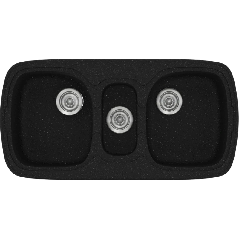 Νεροχύτης Κουζίνας Συνθετικός 97x51cm Ένθετος σε ερμάριο 100cm τρεις γούρνες Sanitec Classic 303-22-Metallic-Space 