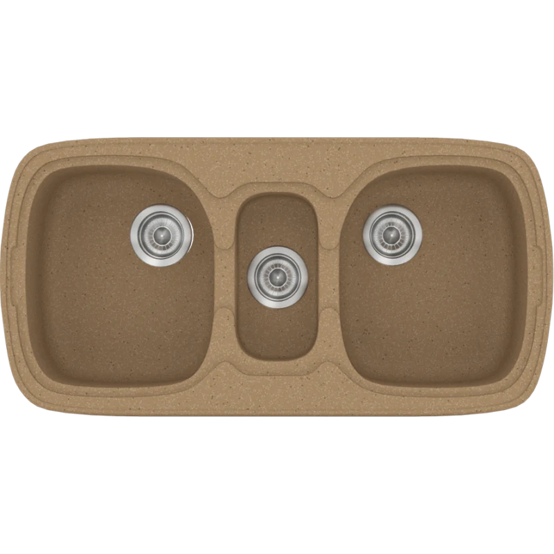 Νεροχύτης Κουζίνας Συνθετικός Granite Celtic Stone 97x51cm Ένθετος σε ερμάριο 100cm 3 Γούρνες Sanitec Natura 303-46-Granite-Celtic-Stone 