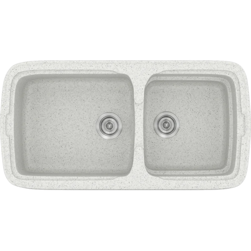 Νεροχύτης Κουζίνας 96x50,5εκ. Ένθετος Eρμάριο 100 εκ.Συνθετικός Granite White Sanitec Classic 305-01