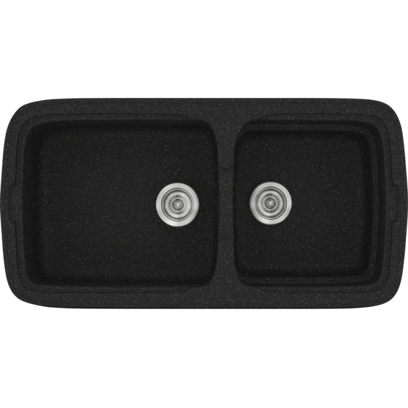 Νεροχύτης Κουζίνας 96x50,5εκ. Ένθετος Eρμάριο 100 εκ.Συνθετικός  Granite Black Sanitec Classic 305-05