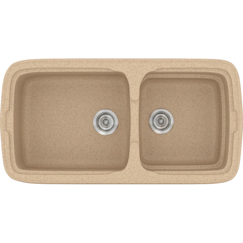 Νεροχύτης Κουζίνας 96x50,5εκ. Ένθετος Eρμάριο 100 εκ. Συνθετικός Granite Beige Sanitec Classic 305-10