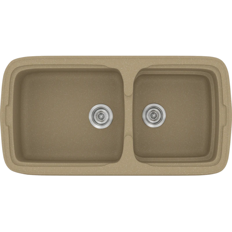 Νεροχύτης Κουζίνας 96x50,5cm Ένθετος Eρμάριο 100cm Συνθετικός Sanitec Classic 305-15-Metallic-Cream