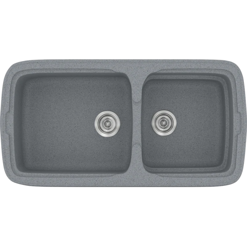 Νεροχύτης Κουζίνας 96x50,5εκ. Ένθετος Eρμάριο 100 εκ.Συνθετικός  Metallic Silver Sanitec Classic 305-17