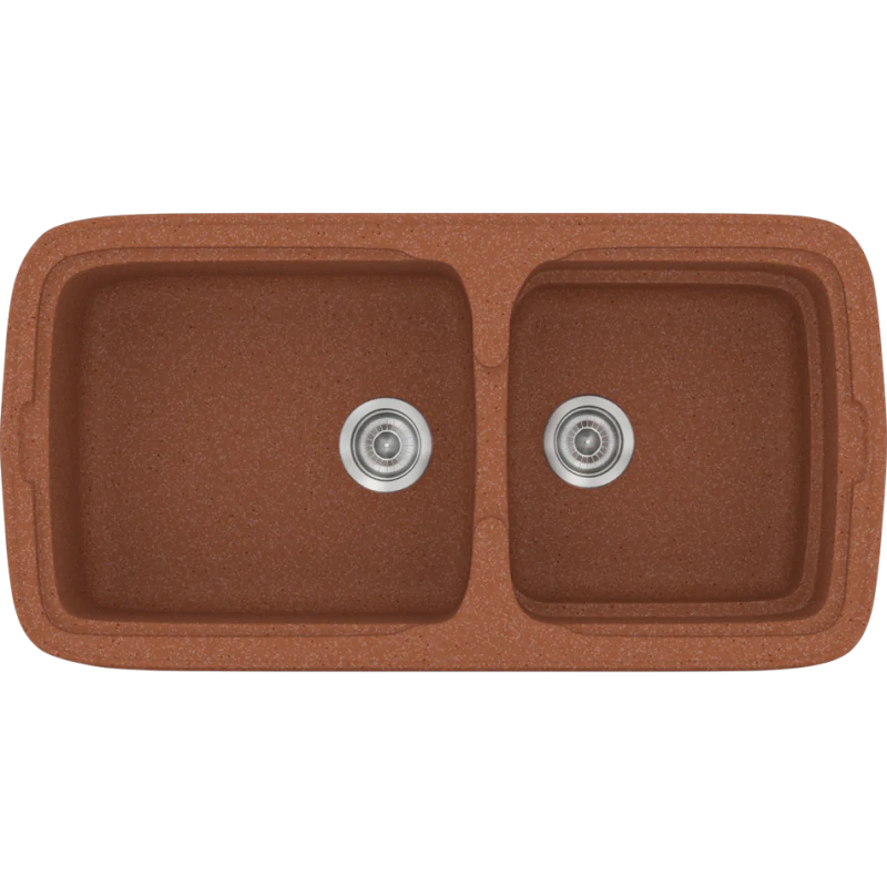 Νεροχύτης Κουζίνας 96x50,5εκ. Ένθετος Eρμάριο 100 εκ.Συνθετικός  Granite Terracotta Sanitec Classic 305-20