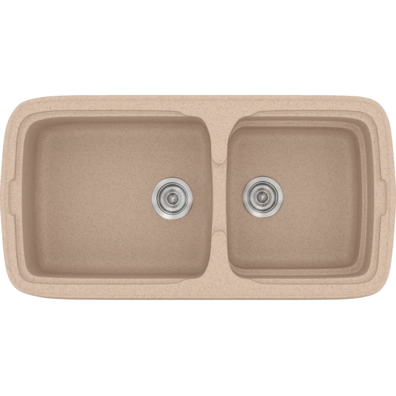 Νεροχύτης Κουζίνας 96x50,5εκ. Ένθετος Eρμάριο 100 εκ.Συνθετικός Granite Sand Sanitec Classic 305-21