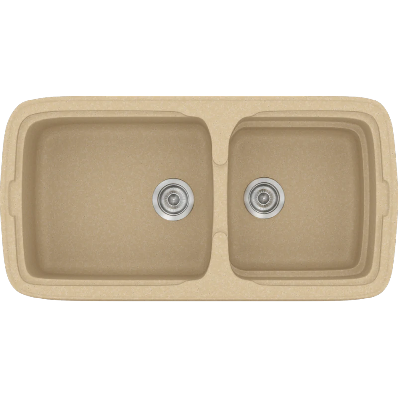 Νεροχύτης Κουζίνας 96x50,5εκ. Ένθετος Eρμάριο 100 εκ.Συνθετικός Granite Cappuccino Sanitec Classic 305-45