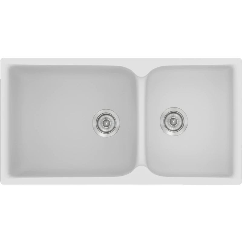 Νεροχύτης Κουζίνας Συνθετικός 92x51cm 2 Γούρνες Ένθετος Eρμάριο 100 εκ.Sanitec 307-00-white