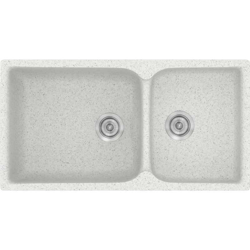 Νεροχύτης Κουζίνας 9251cm Ένθετος Eρμάριο 100 εκ.Συνθετικός Sanitec 307-01-Granite-White