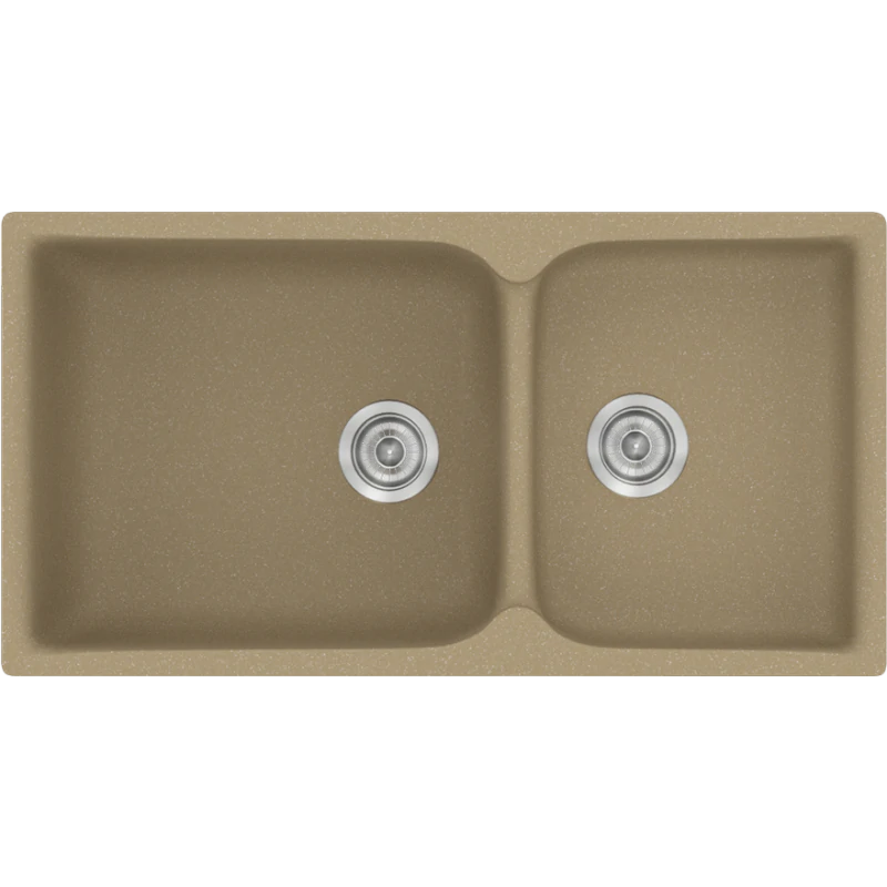 Νεροχύτης Κουζίνας 92x51cm Ένθετος Eρμάριο 100 εκ.Συνθετικός Sanitec 307-15-Metallic-Cream