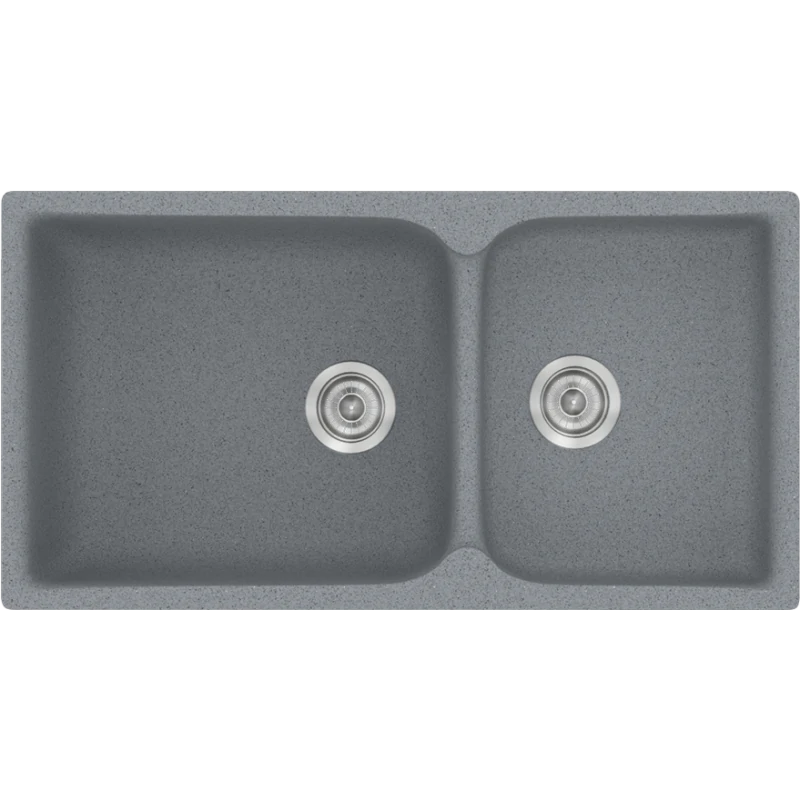 Νεροχύτης Κουζίνας 92x51cm Ένθετος Eρμάριο 100 εκ.Συνθετικός Sanitec 307-17-Metallic-Silver