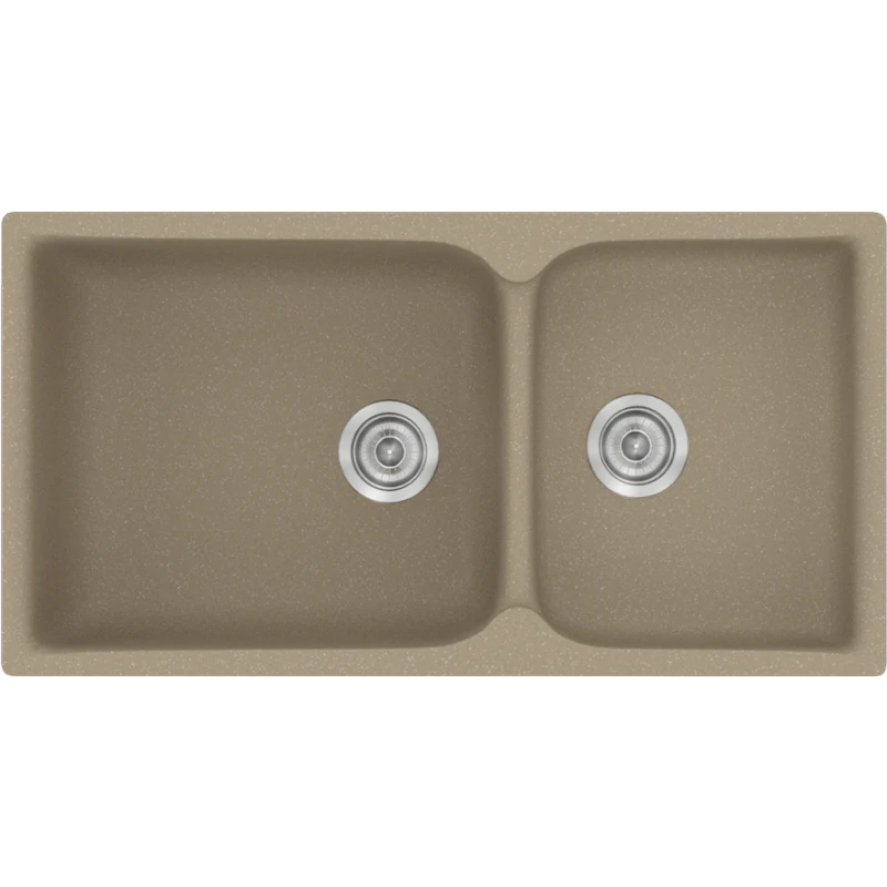 Νεροχύτης Κουζίνας 92x51cm Ένθετος Eρμάριο 100 εκ.Συνθετικός Sanitec 307-42-Granite-Taupe