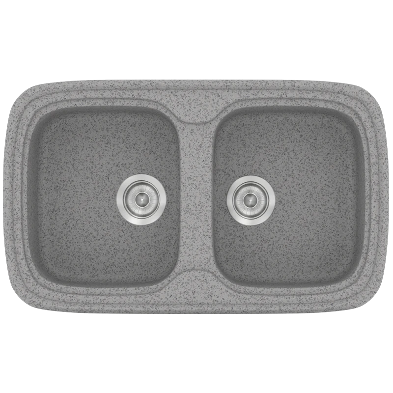 Νεροχύτης Κουζίνας Συνθετικός 82x50 εκ.2 Γούρνες Granite Grey Ένθετος Eρμάριο 80 εκ.Sanitec Premium 312-04 